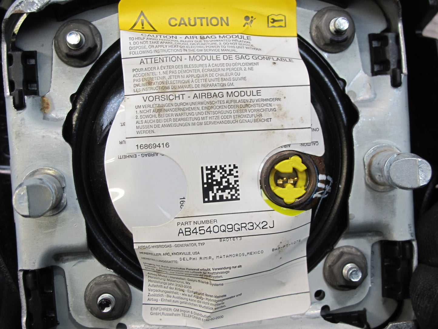 03-07 HUMMER H2 FRONT LEFT DRIVER SIDE STEERING WHEEL SRS AIRBAG OEM