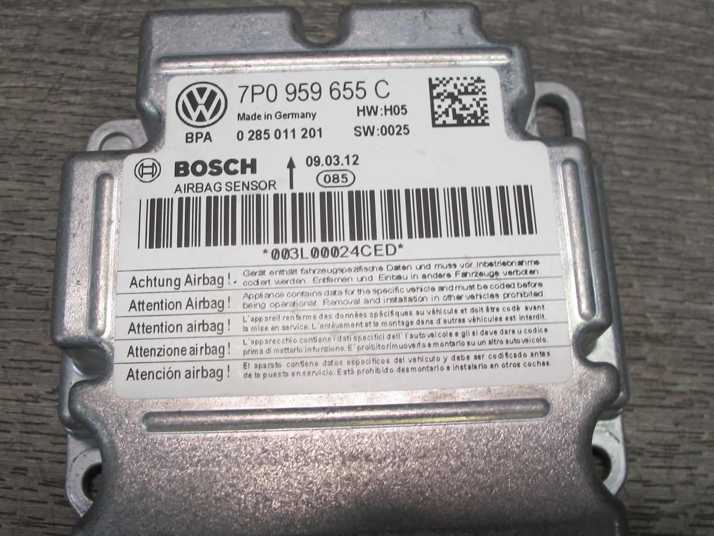 11-14 PORSCHE CAYENNE 958 SRS AIRBAG CONTROL MODULE UNIT 7P0959655C OEM