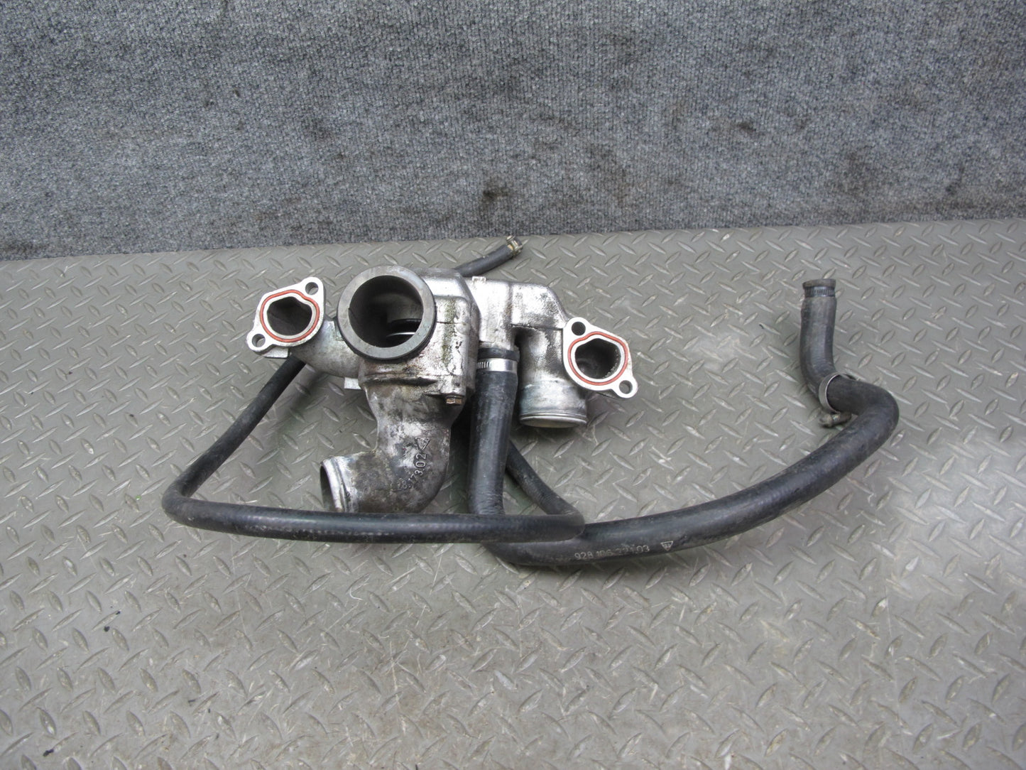 1987-1991 Porsche 928 S4 5.0L V8 Engine Coolant Thermostat Housing Assembly