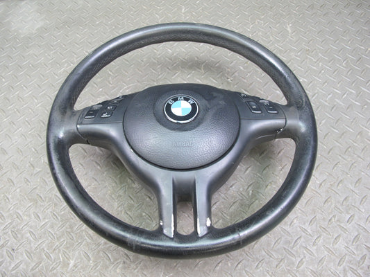 01-06 BMW E46 FRONT LEFT DRIVER SIDE SPORT STEERING WHEEL W/ SRS AIRBAG OEM