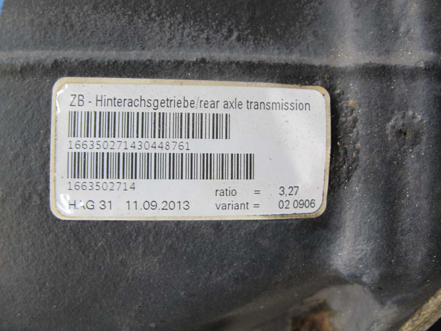 2012-2019 Mercedes W166 ML GLE Rear Axle Differential Carrier Ratio 3.27