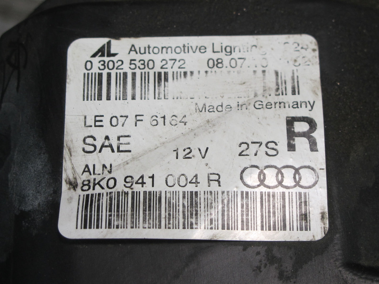 09-12 Audi A4 S4 B8 Front Right Xenon HID Headlight Lamp w AFS OEM