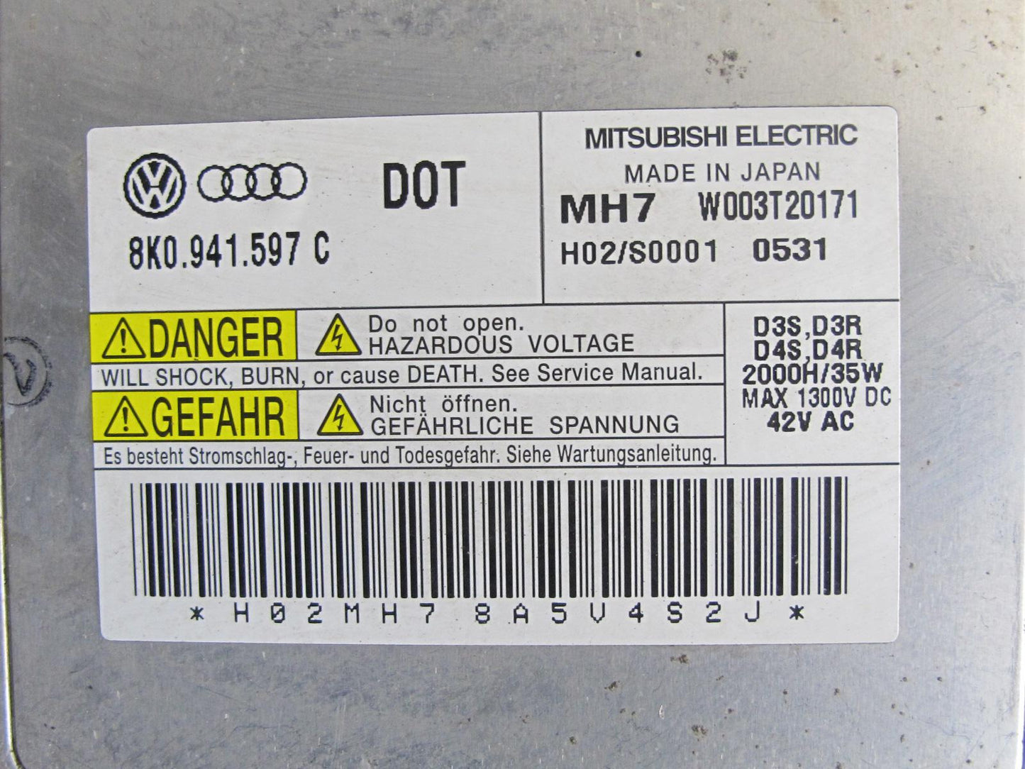09-12 Audi A4 S4 B8 Front Right Xenon HID Headlight Lamp w AFS OEM