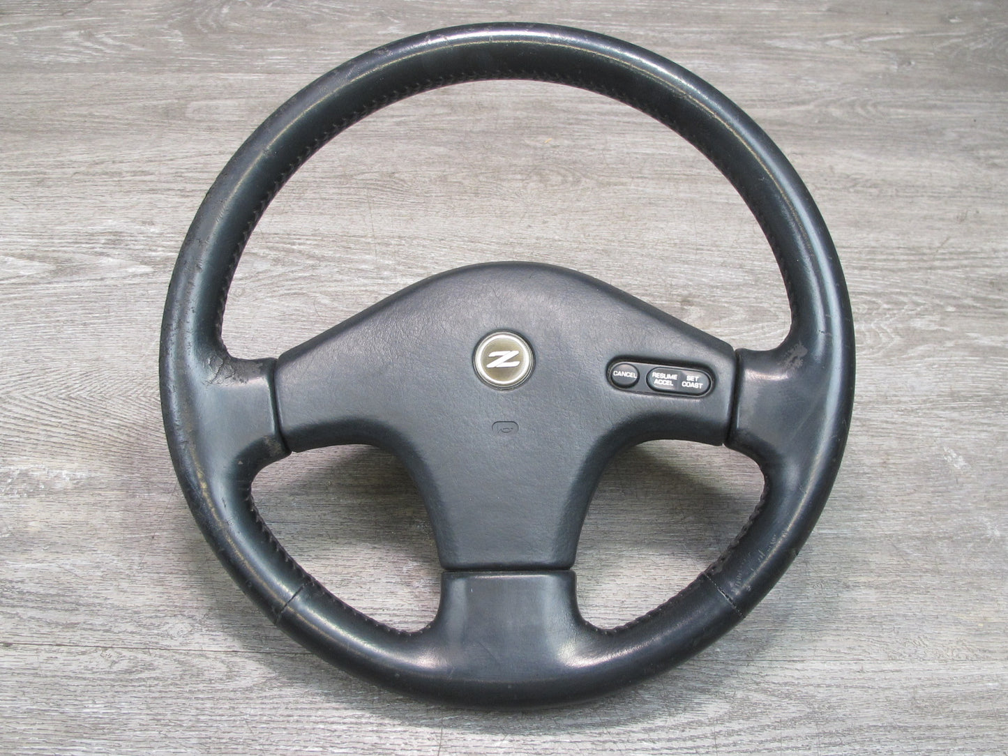 90-93 Nissan 300ZX Z32 NON Turbo Leather Steering w Cruise Switch Black OEM