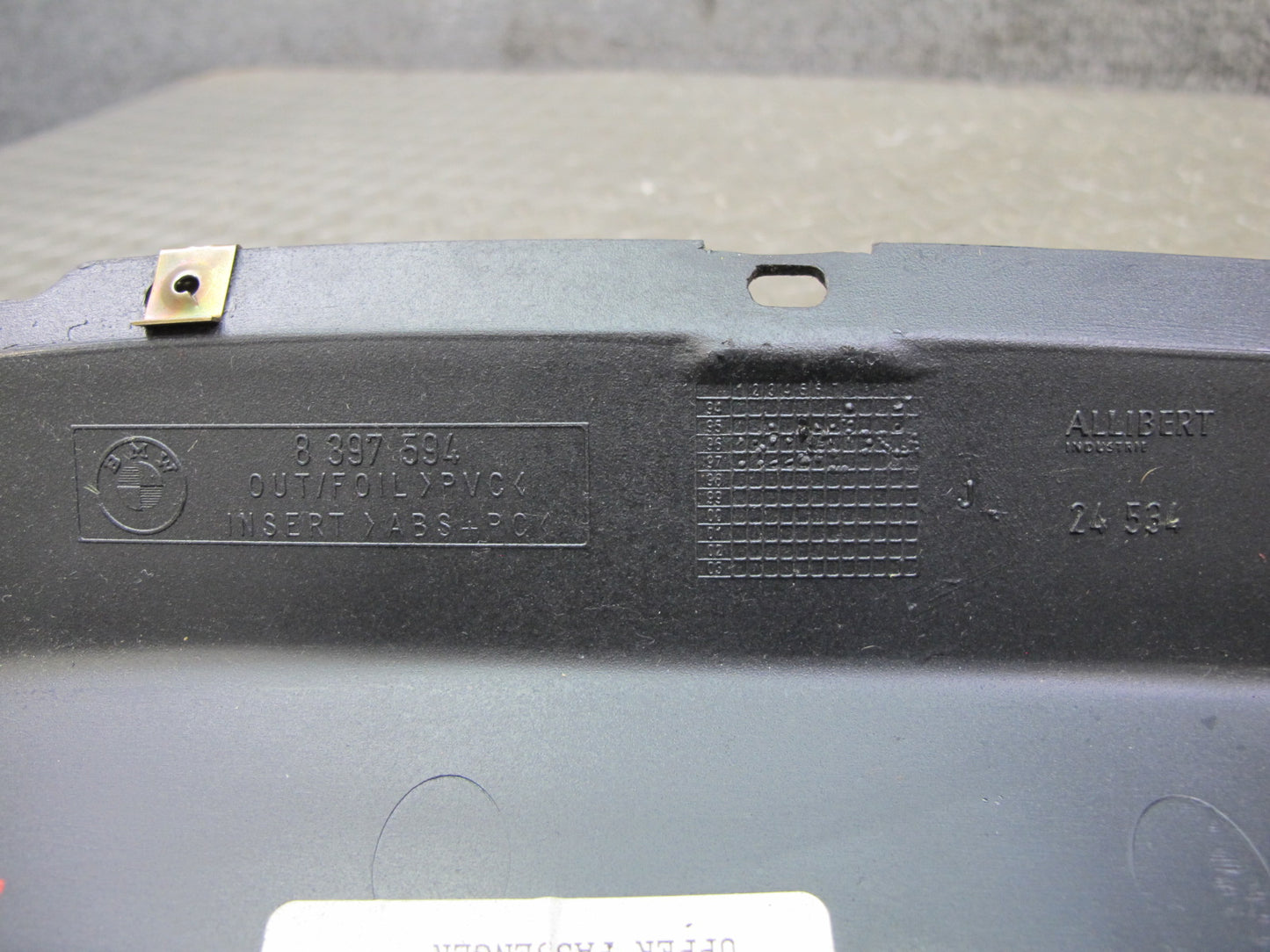 96-02 BMW E36/7 Z3 Right Dashboard Dash Trim Cover Panel Black 8397594 OEM