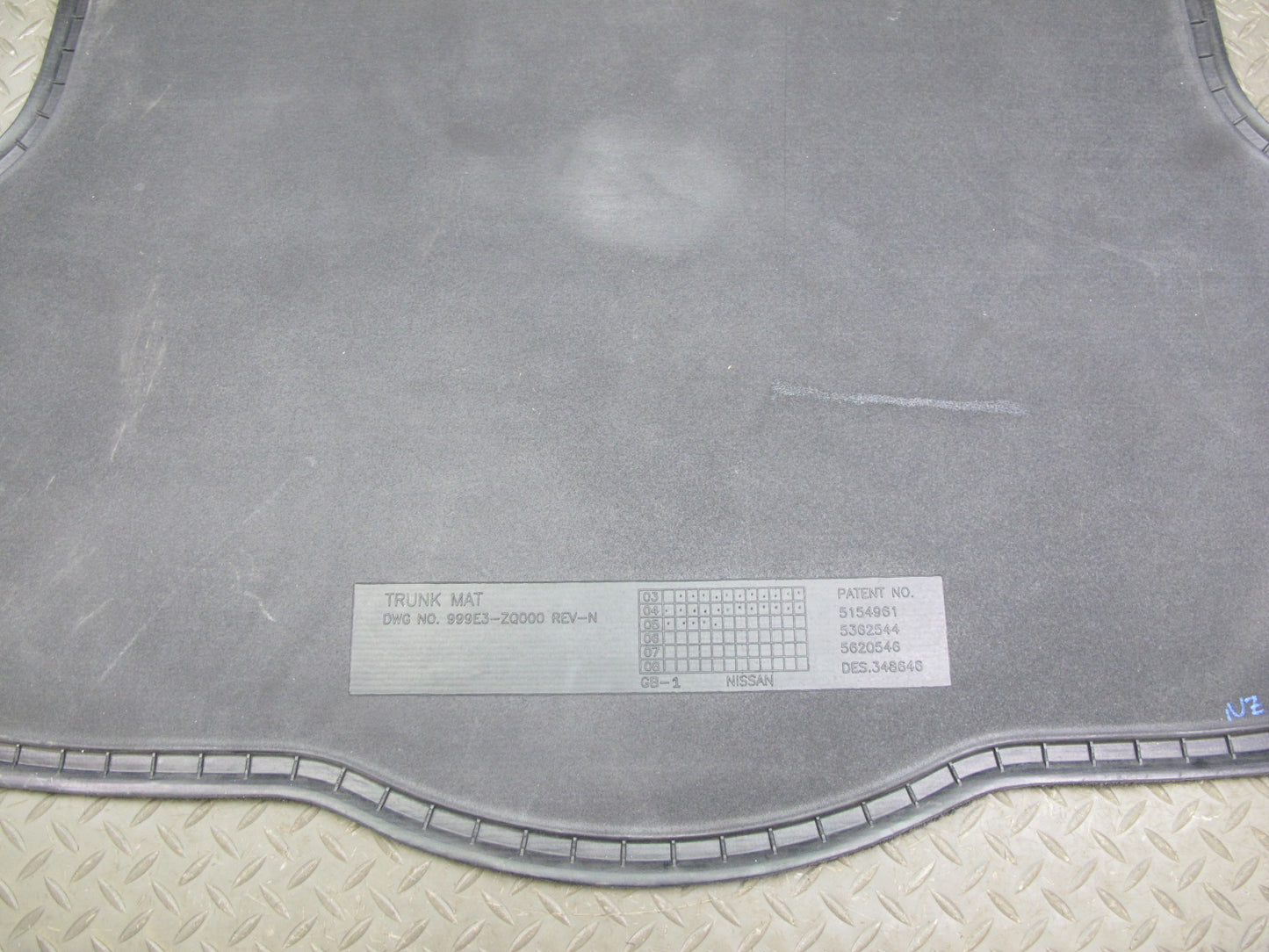 04-06 Nissan 350Z Z33 Convertible Rear Trunk Floor MAT Carpet 999E3-ZQ000 OEM