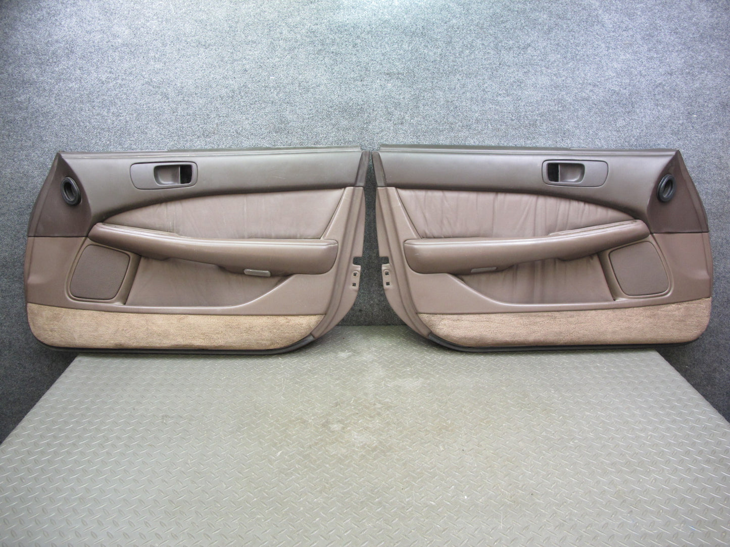 90-94 Lexus LS400 Front Right Left Door Interior Trim Cover Panel Set Brown OEM