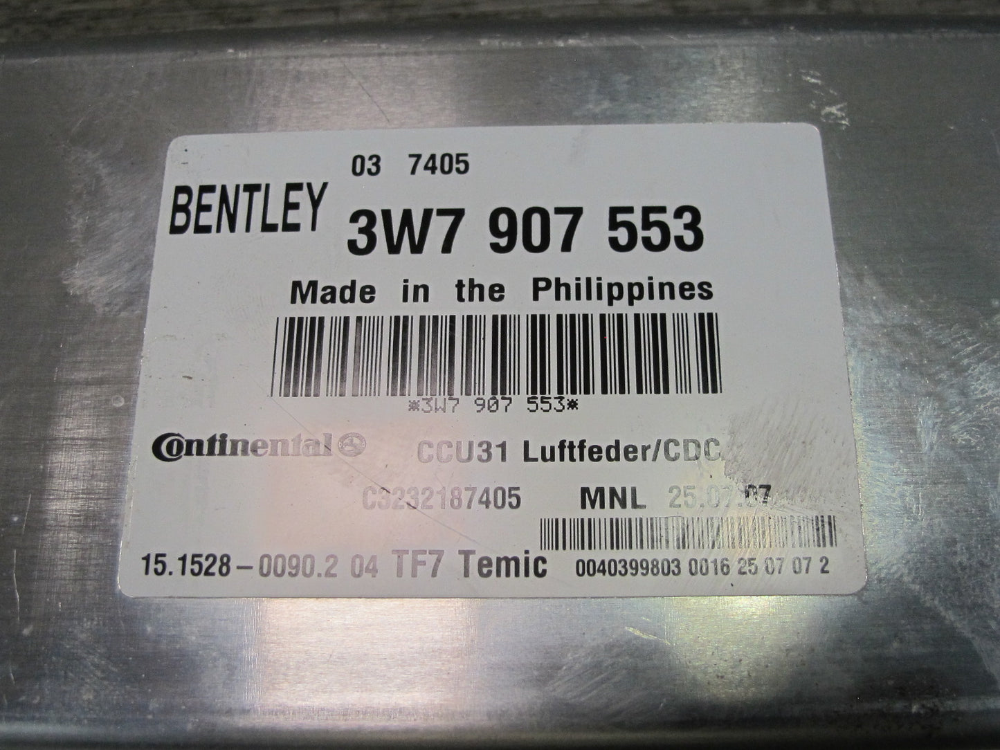 2007-2008 Bentley Continental GTC Air Suspension Control Module 3W7907553