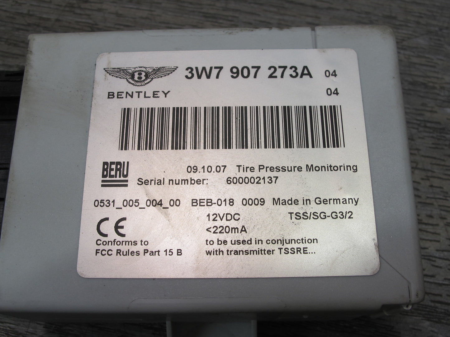 2006-2010 Bentley Continental GTC GT Tire Pressure Monitoring System TPMS Module