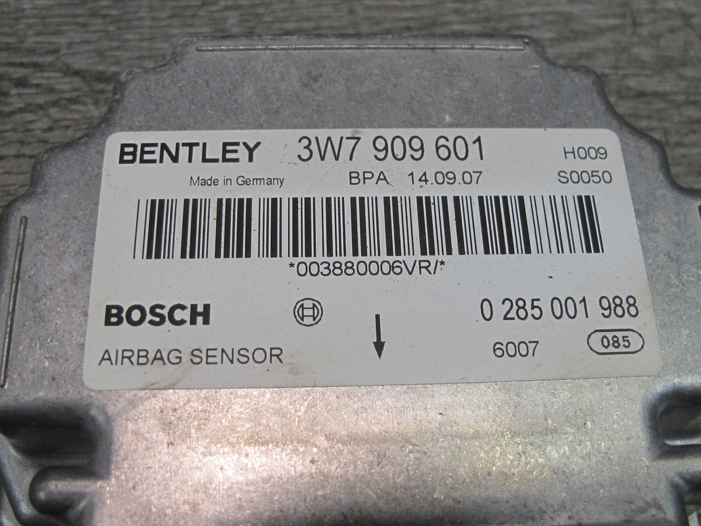06-12 BENTLEY CONTINENTAL GTC SRS AIRBAG CONTROL MODULE UNIT 3W7909601 OEM