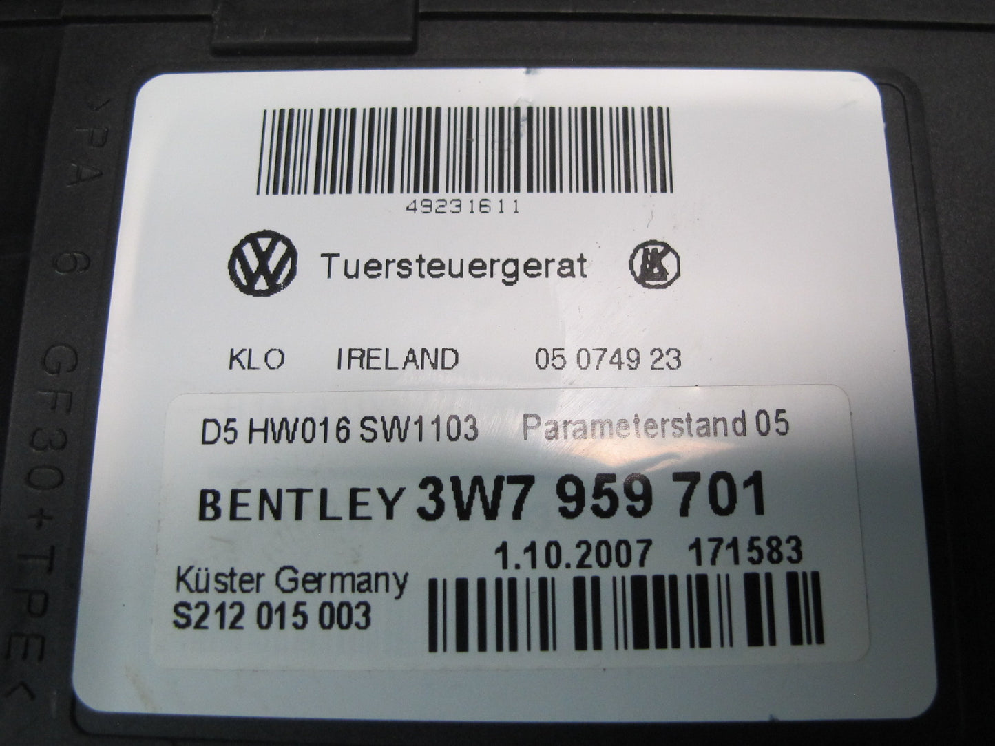 03-12 Bentley Continental GTC GT Front Left Door Window Regulator w Motor
