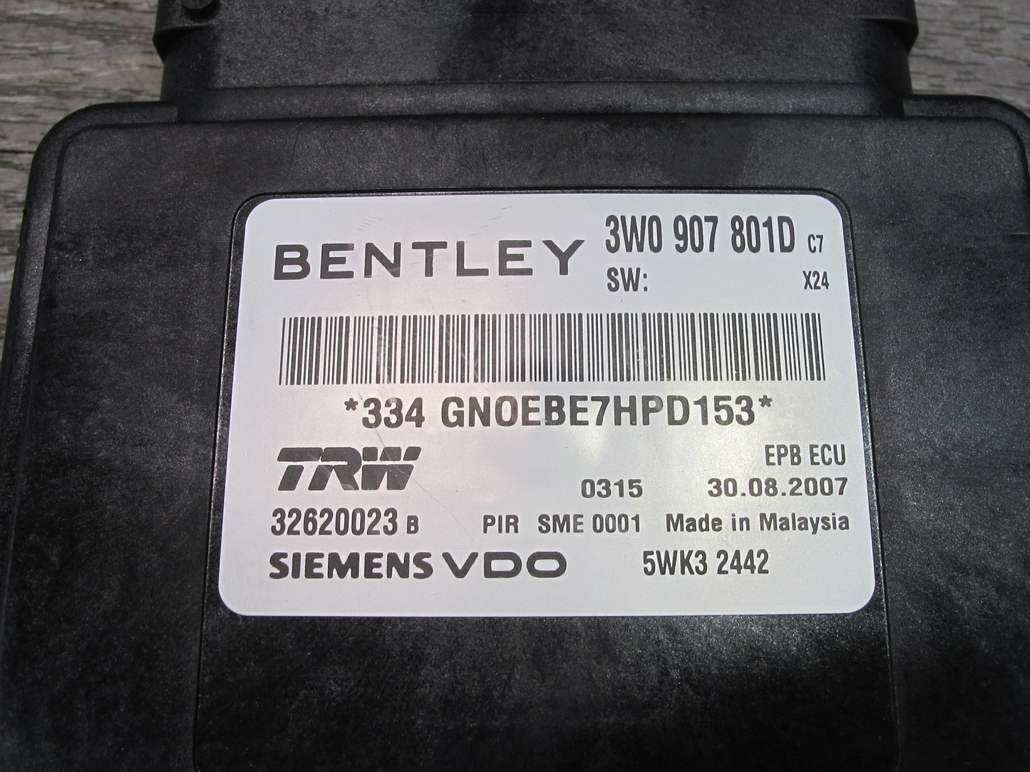 03-12 Bentley Continental GTC GT Electronic Parking Brake Control Module