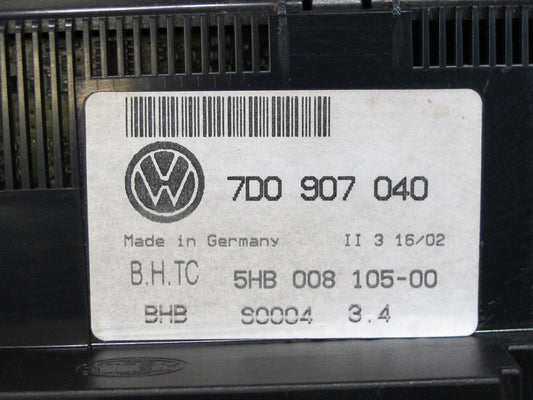 99-03 VW Eurovan T4 A/C Heater Climate Control Switch Panel 7D0907040 OEM