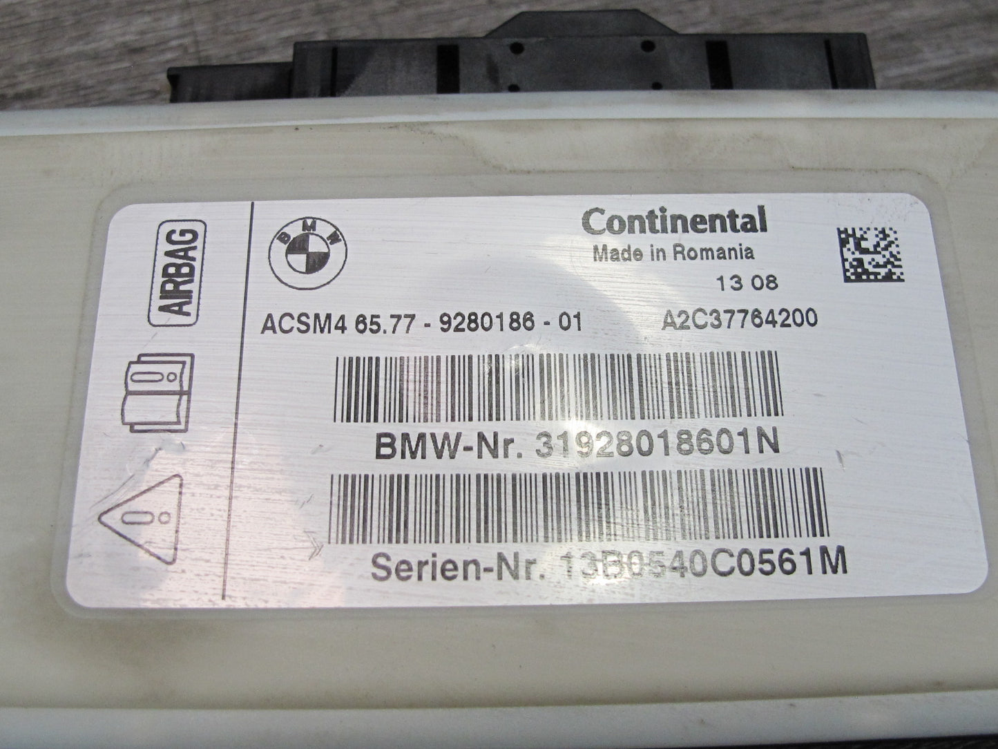 11-16 BMW F10 F07 5-SERIES SRS AIRBAG CONTROL MODULE UNIT 9280186 OEM