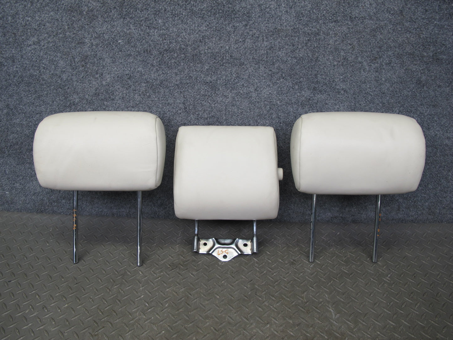 01-03 Lexus LS430 UCF30L Rear Left Right Center Leather Ecru Headrest Set OEM