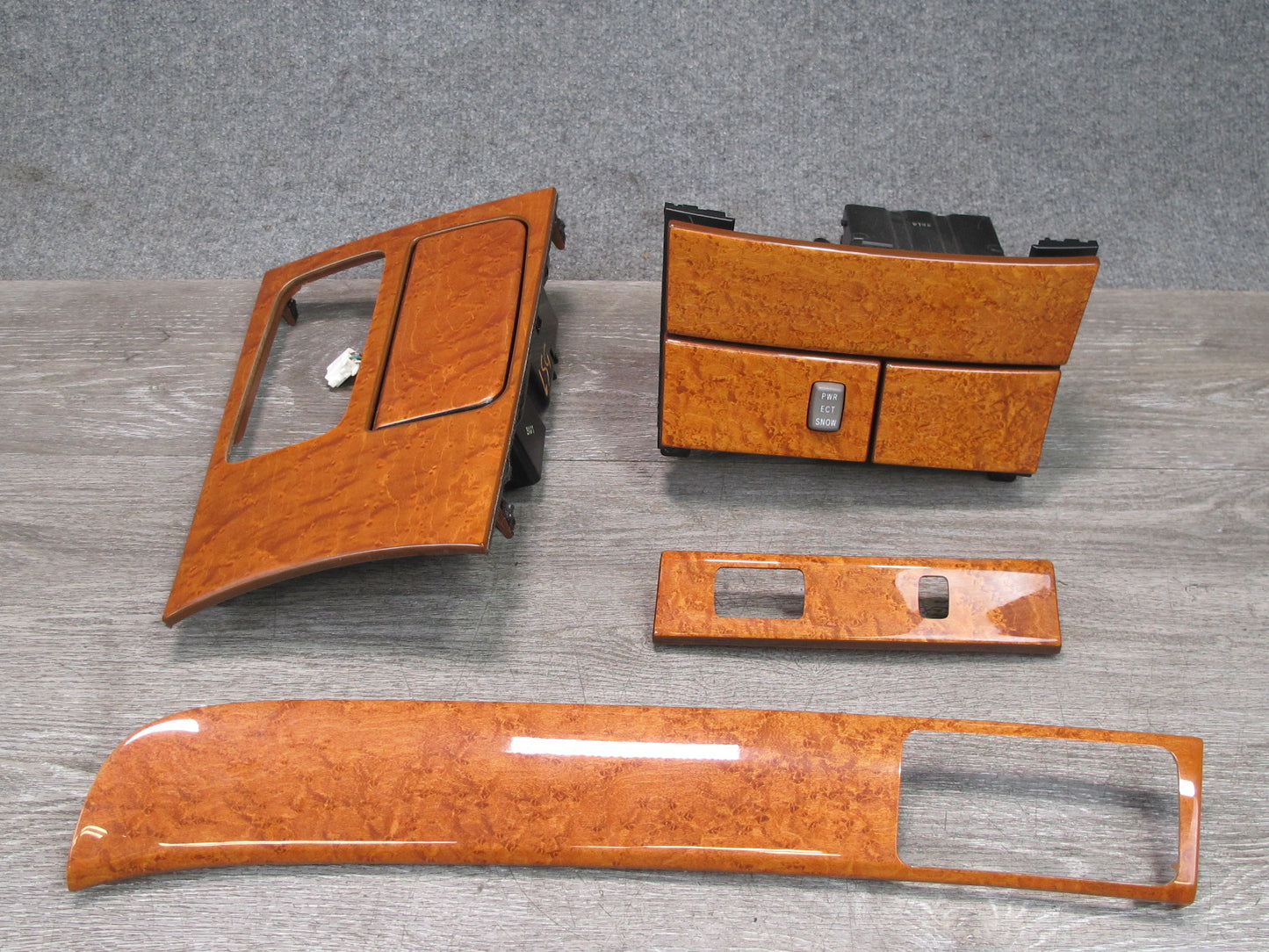 01-03 Lexus LS430 UCF30L Set of 4 Dash Center Console Woodgrain Trim Cover OEM