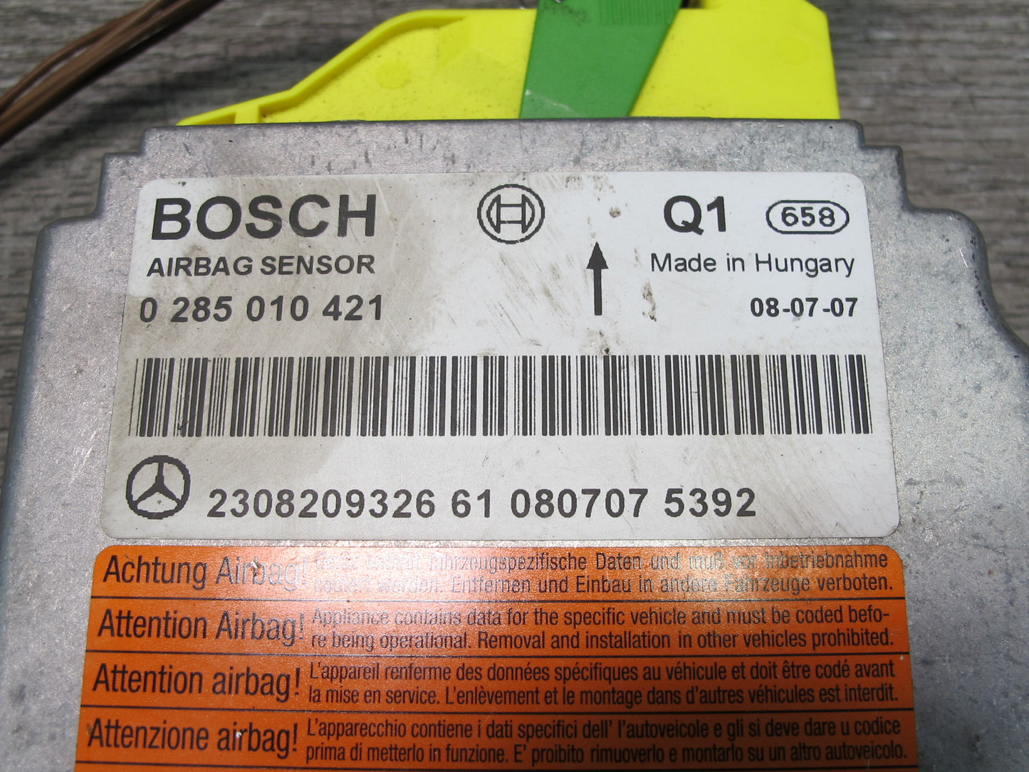 07-12 MERCEDES R230 SL550 SRS AIRBAG CONTROL MODULE UNIT 0018207326 OEM