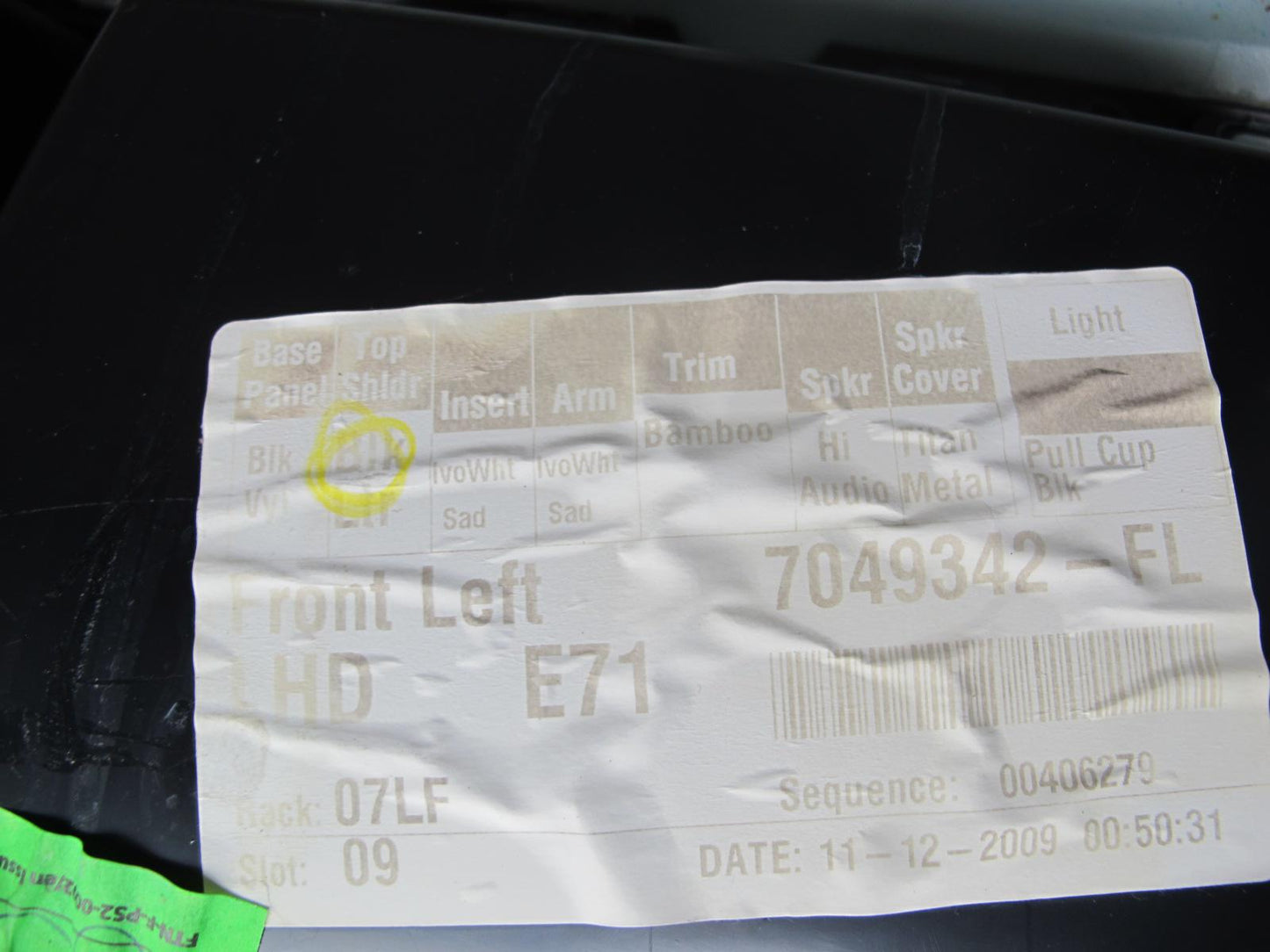 2008-2014 BMW E71 E72 X6 Front Right & Left Side Interior Door Panel Leather Set