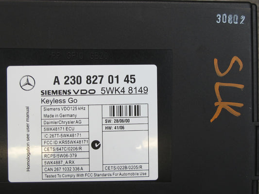 07-12 Mercedes R230 Sl-class Keyless GO Entry Control Module 2308270145 OEM