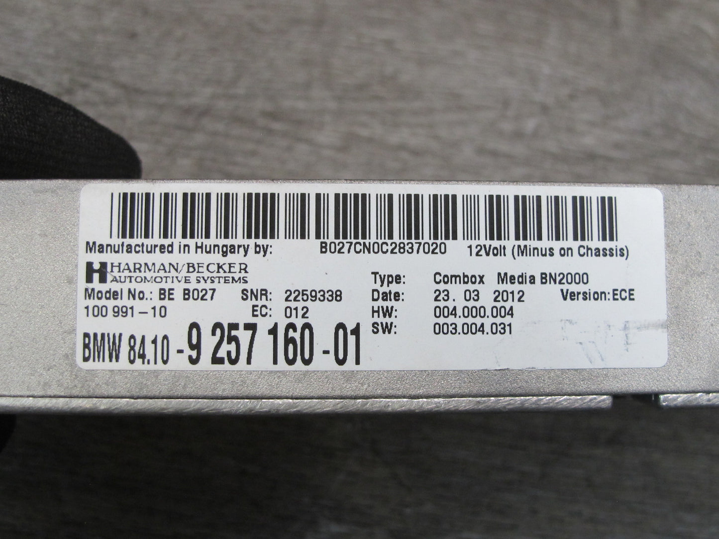 11-16 Mini Cooper R56 R57 R61 R60 Combox Telematics Media Control Module OEM