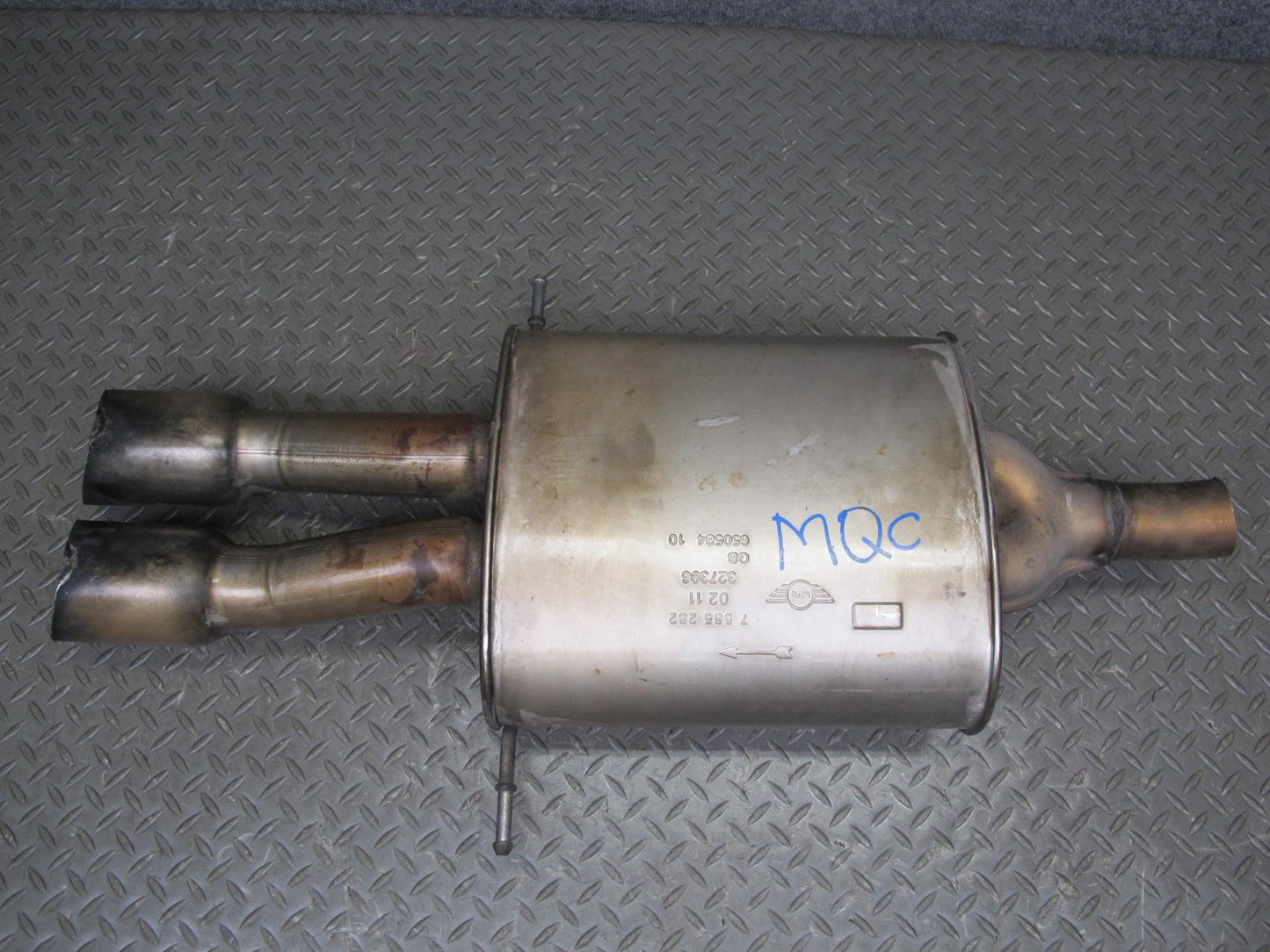 09-13 Mini Cooper JCW R56 R57 Rear Exhaust Muffler w Tips 7585282 OEM