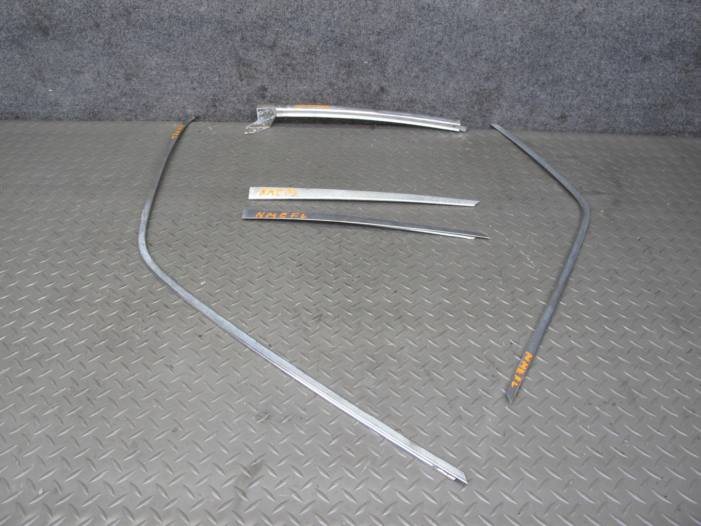 77-85 Mercedes W123 Sedan Front & Rear Left Door Chrome Trim Molding Set OEM
