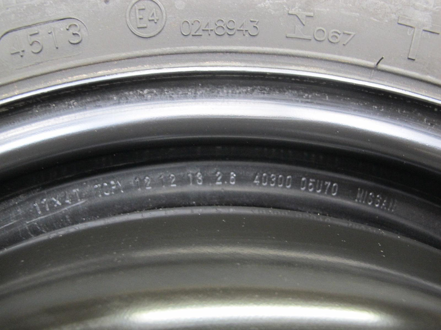 03-20 Nissan 350Z 370Z Spare Tire R17 17" Wheel 17x4JJ ET30 145/80 107M OEM