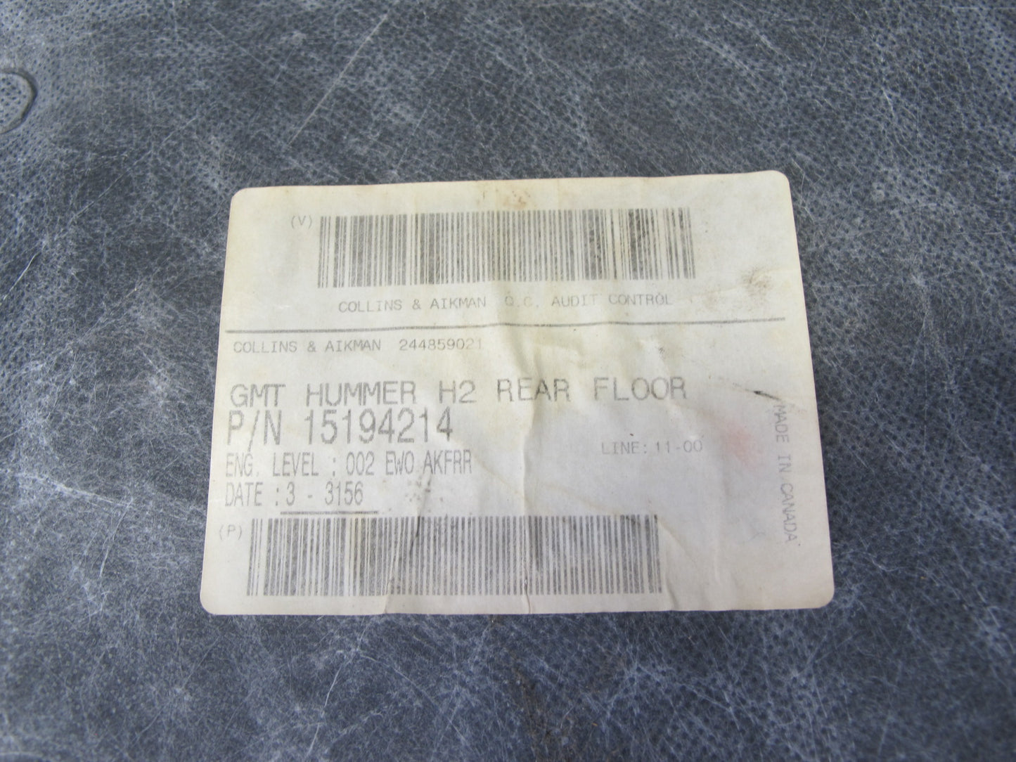 2003-2007 Hummer H2 Rear Trunk Cargo Floor Carpet Cover MAT Liner