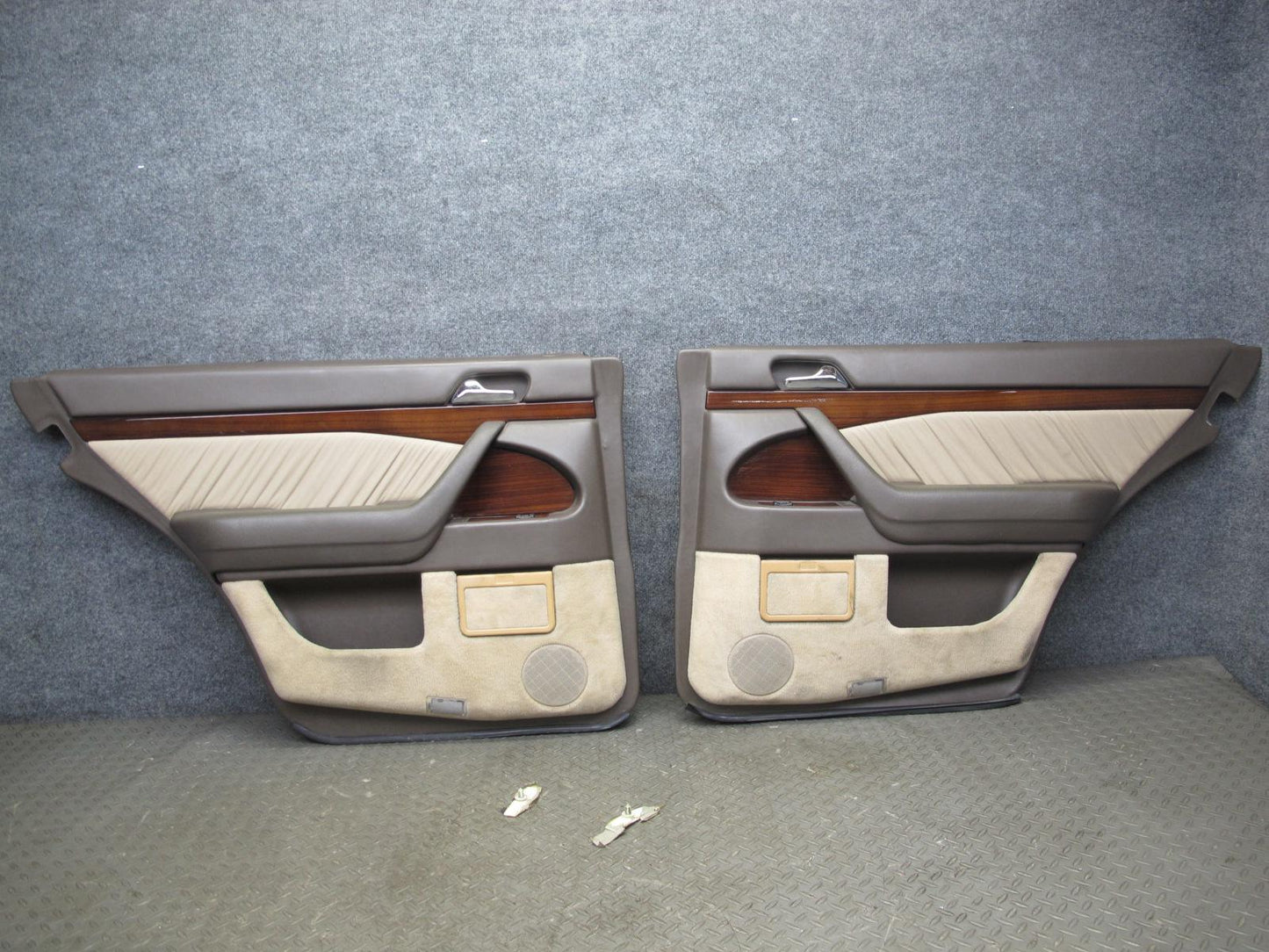 94-99 Mercedes W140 Sedan Rear Door Interior Wood Trim Cover Panel Set OEM