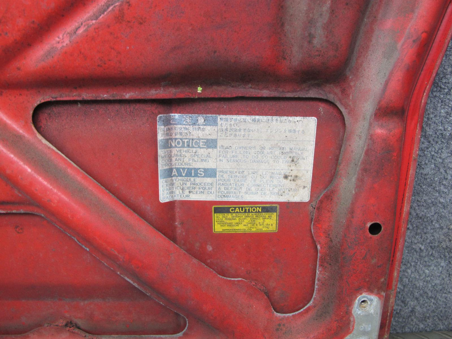 85-89 Toyota MR2 AW15 Rear Engine Hood Lid Cover Panel RED OEM
