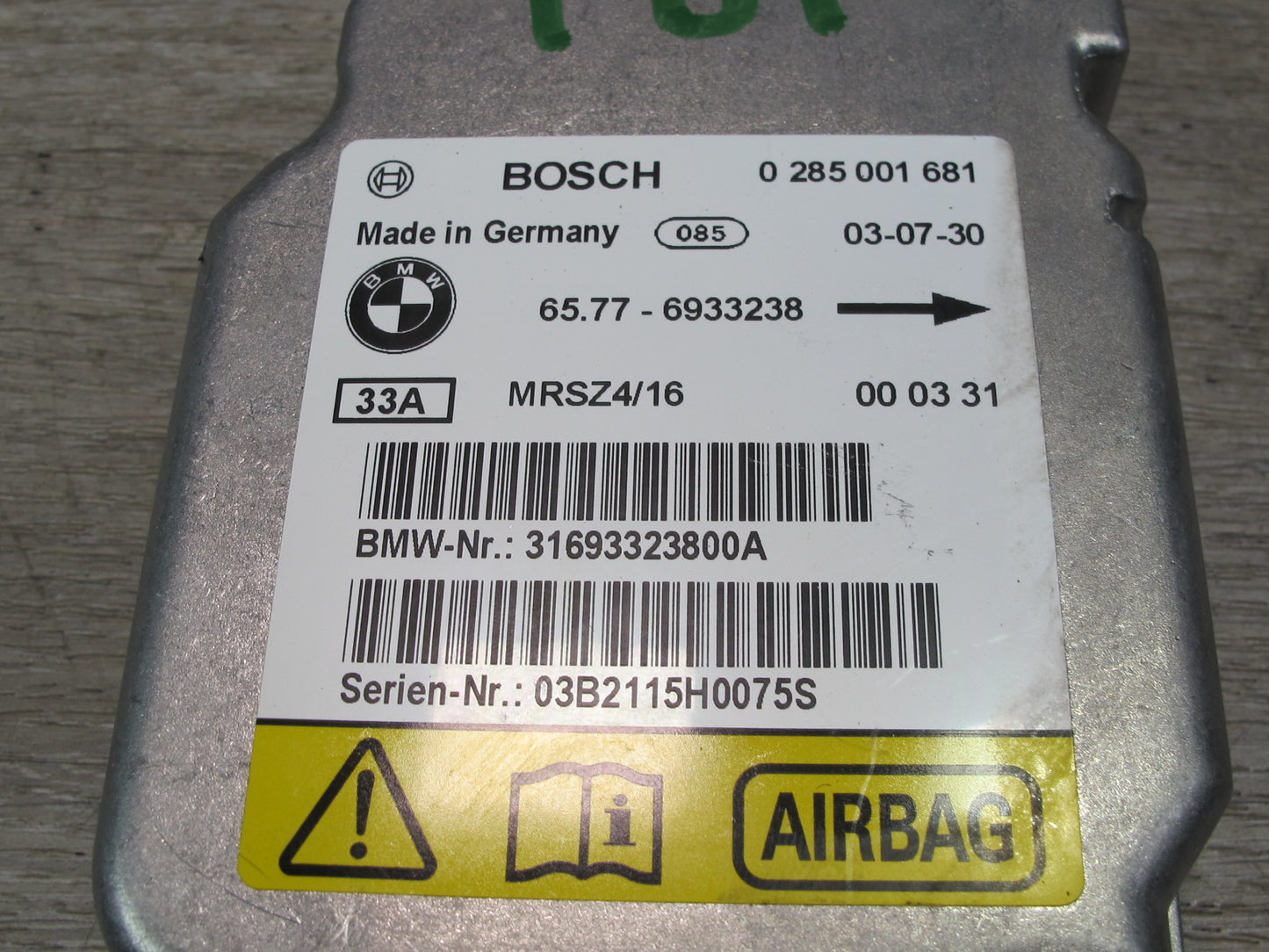 01-06 BMW E46 3-SERIES M3 SRS AIRBAG CONTROL MODULE UNIT 6933238 OEM