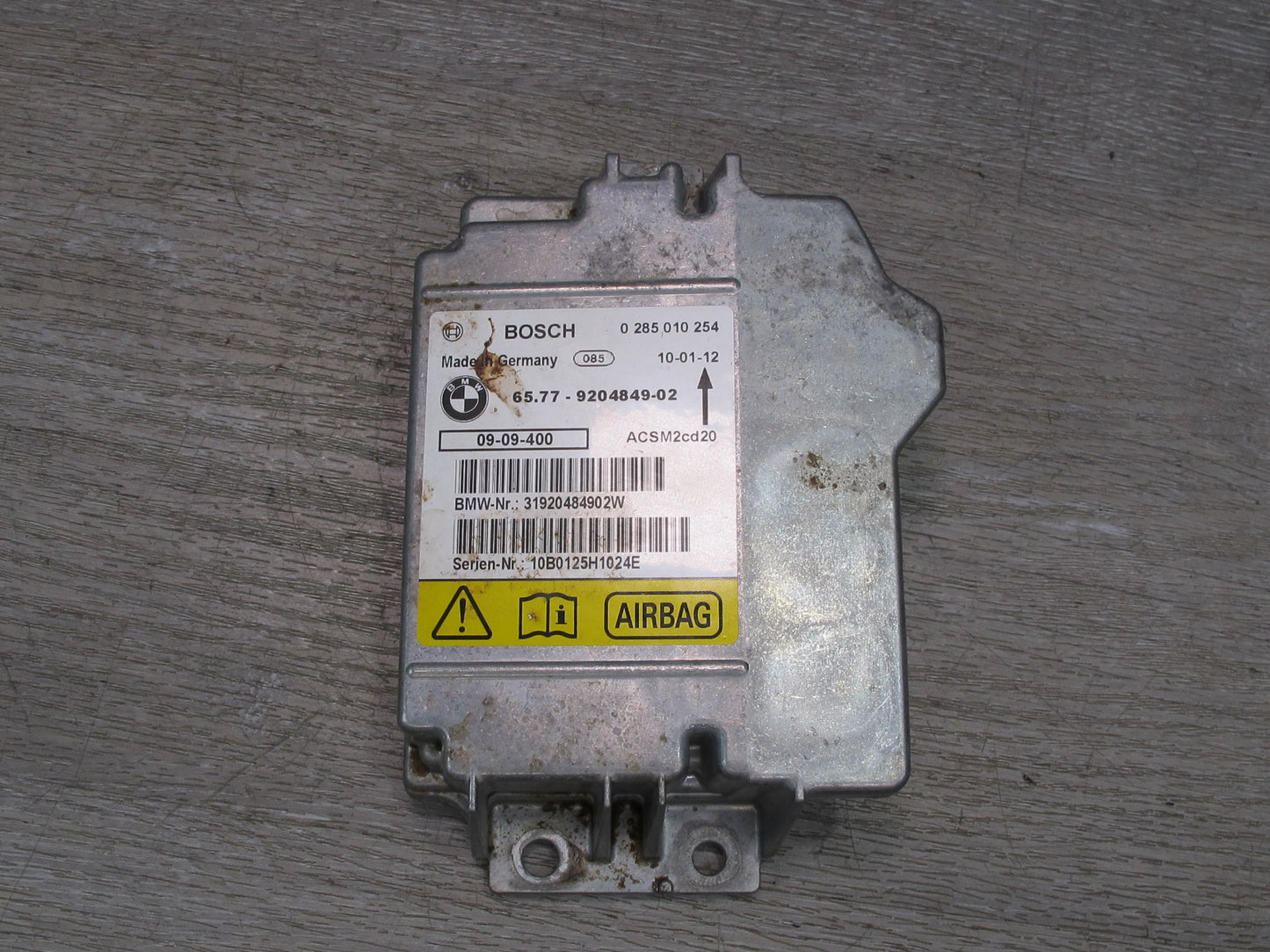 08-14 BMW E71 E72 X6 SRS AIRBAG CONTROL MODULE UNIT 9204849 OEM