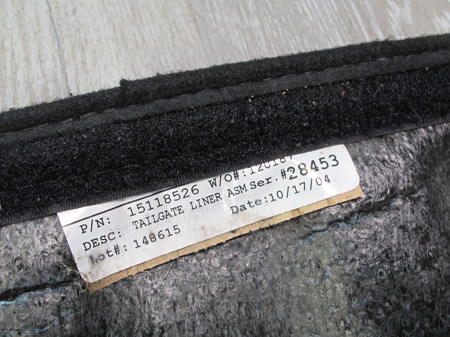 03-06 Chevrolet SSR Rear Trunk Lid Carpet Liner Cover Black 15118526 OEM