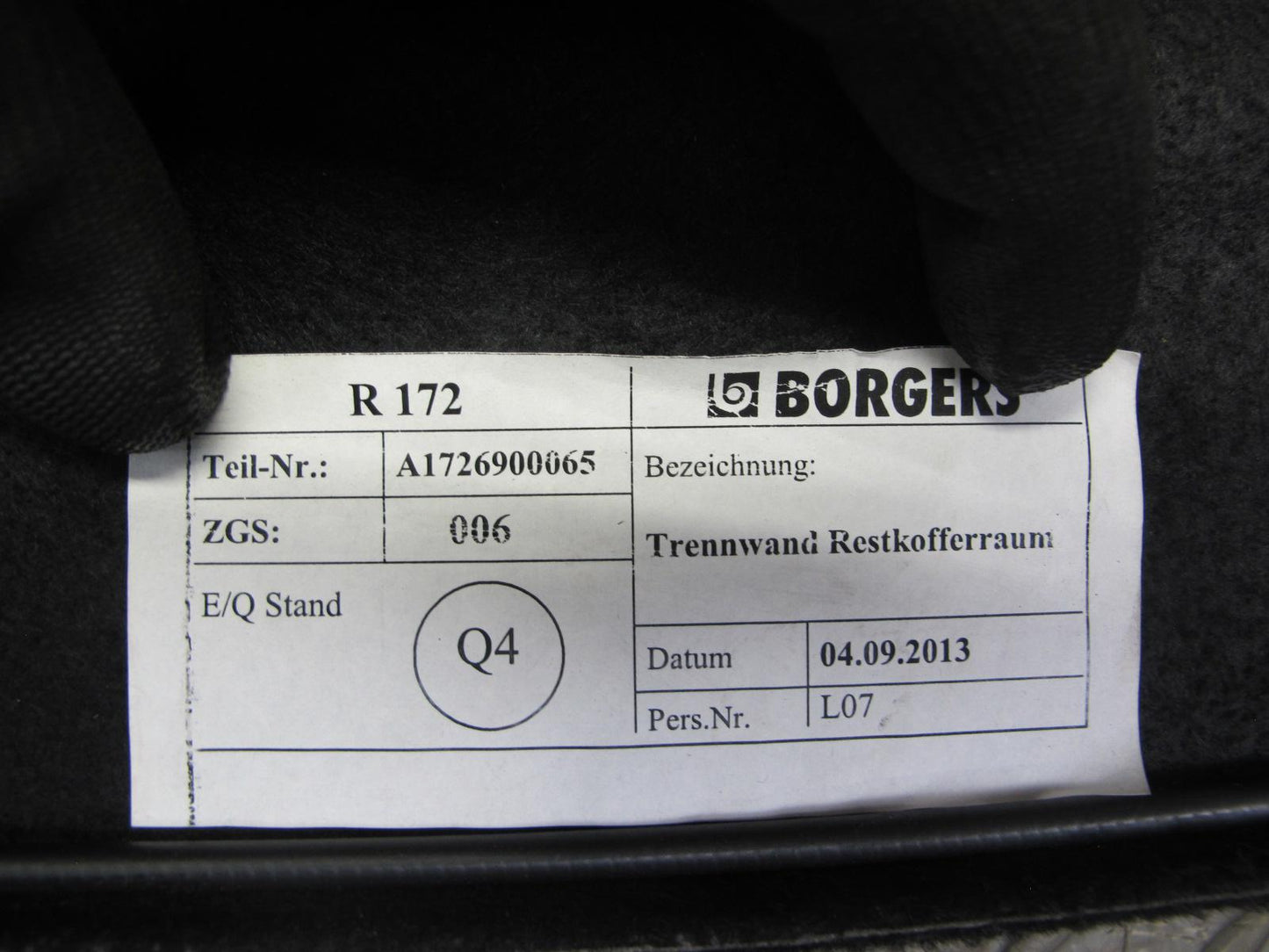 2012-2020 Mercedes R172 SLK SLC Rear Trunk Interior Cargo Luggage Cover