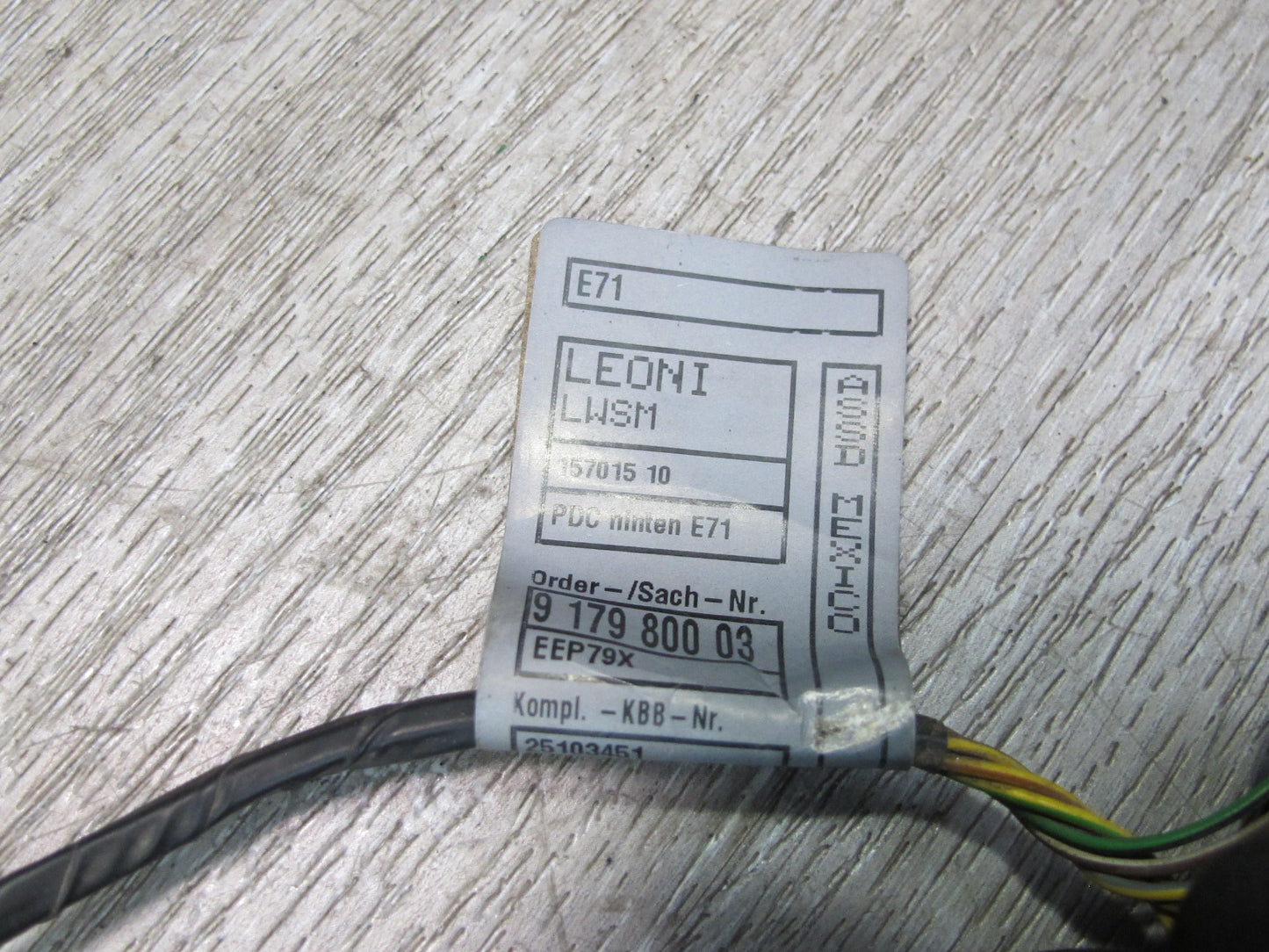 2008-2014 BMW E71 E72 X6 Rear PDC Park Distance Wire Harness W/ Sensor