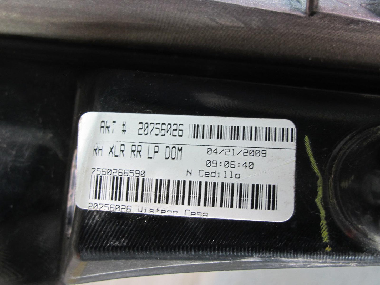 2004-2009 Cadillac XLR Rear Right Passenger Side Brake Tail Light Lamp