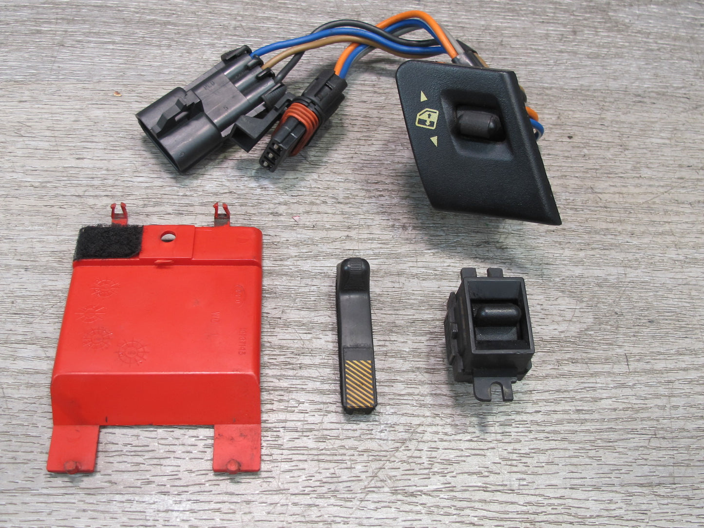 92-93 Chevrolet Corvette C4 Right Door Handle Trim & Window Switch Set RED OEM
