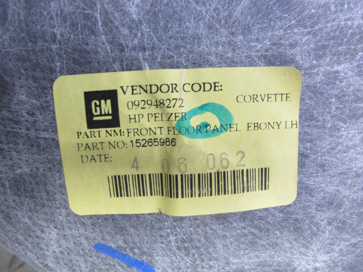 05-13 Chevrolet Corvette C6 Front Left Floor Carpet Liner 15265986 OEM