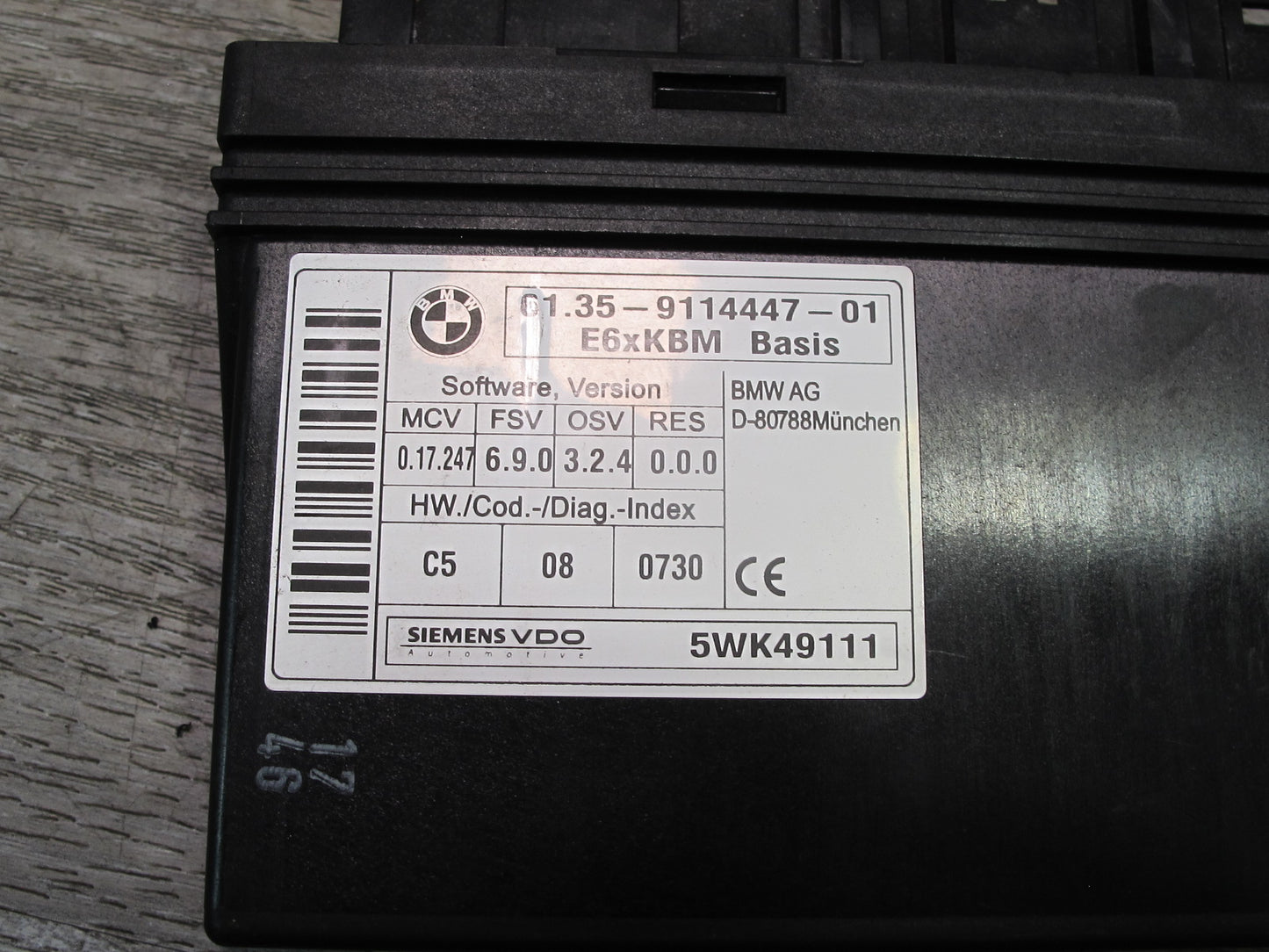 2006-2010 BMW E63 E64 Body Control Module Unit BCM BCU 9114447