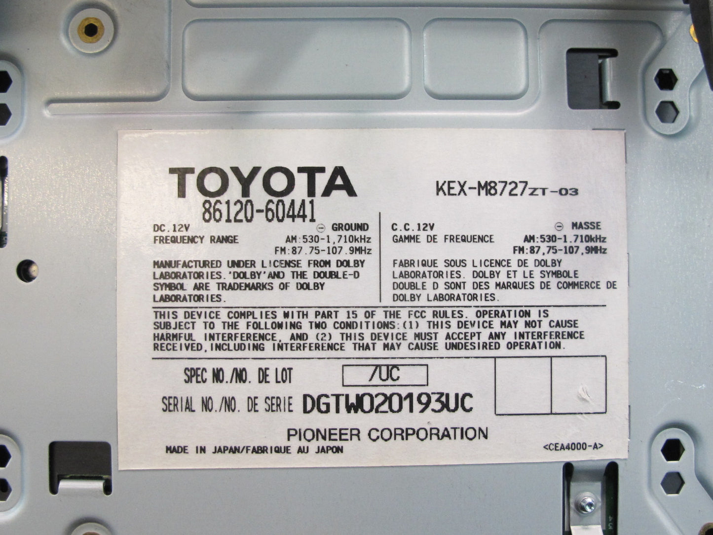 2003-2005 Lexus UZJ120L GX470 Navigation Display Climate Switch Cassette Player