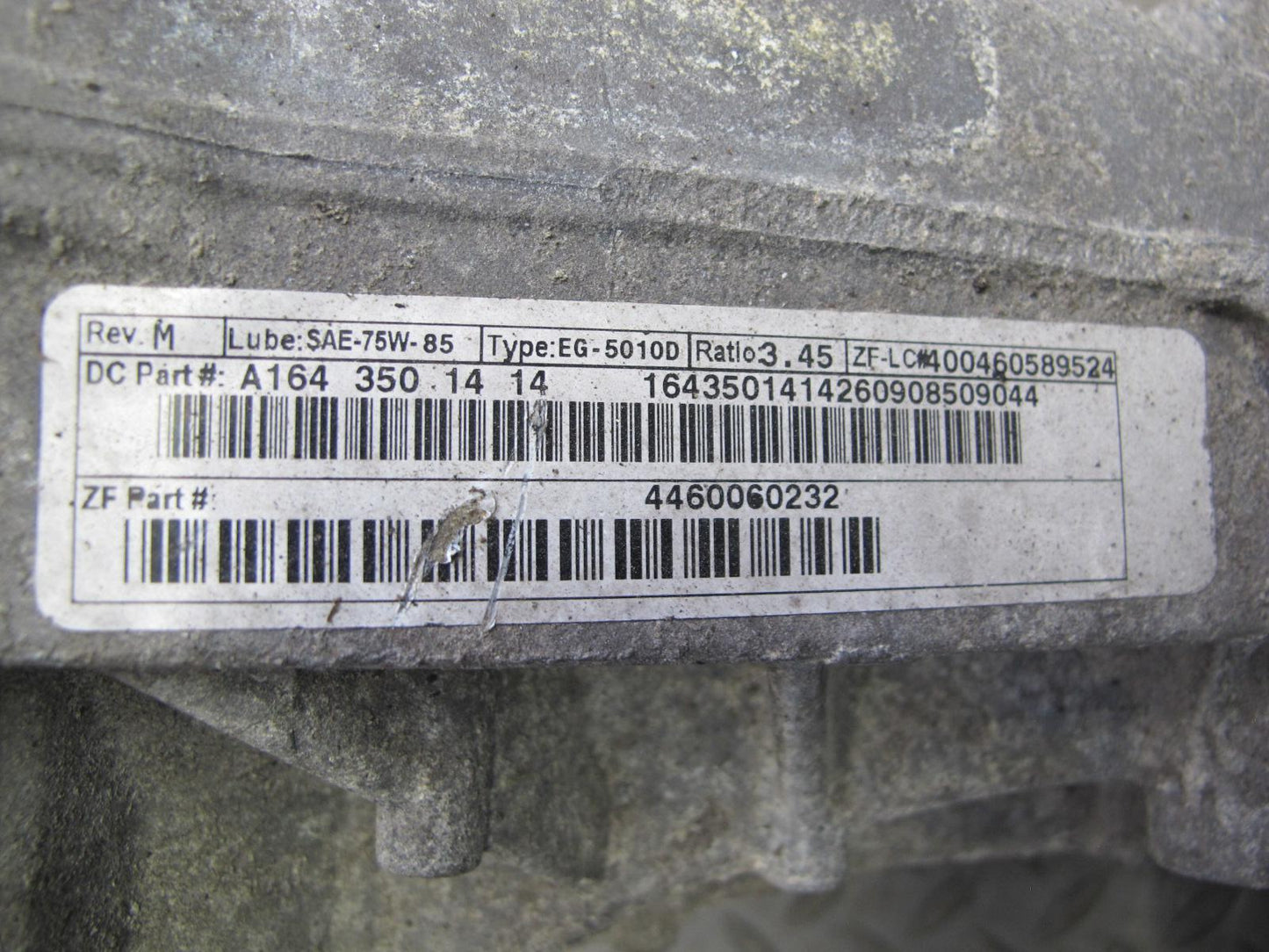 07-11 Mercedes W164 ML63 AMG Rear Differential Carrier 3.45 Ratio 1643501414 OEM
