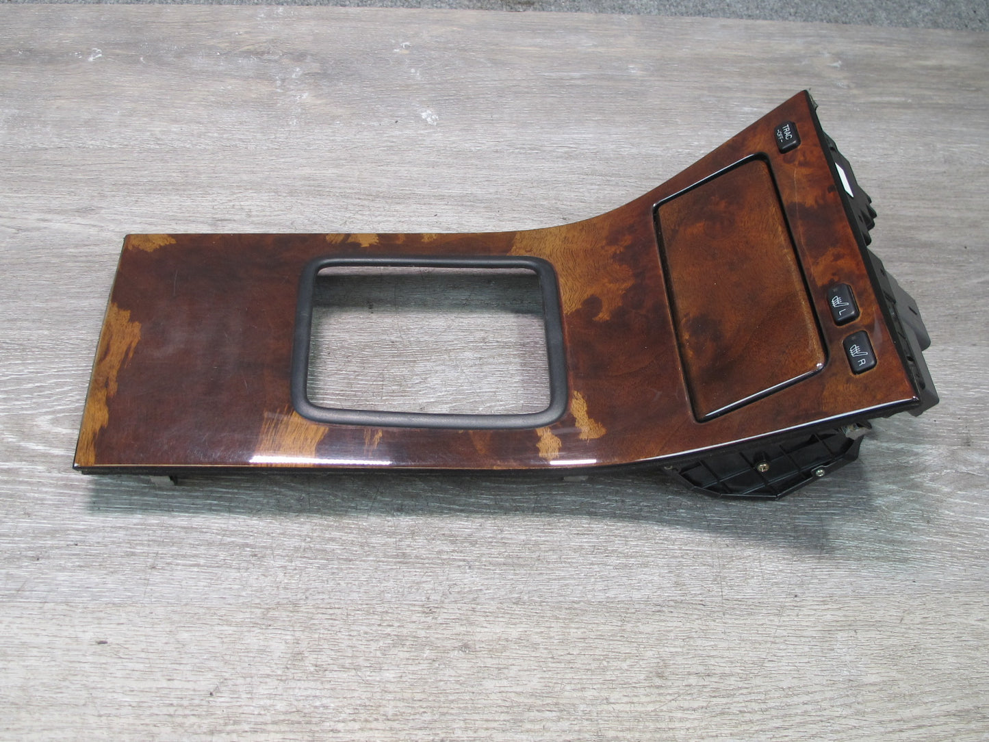 95-97 Lexus LS400 Center Console Shifter Wood Trim w TRC Heated Seat Switch OEM