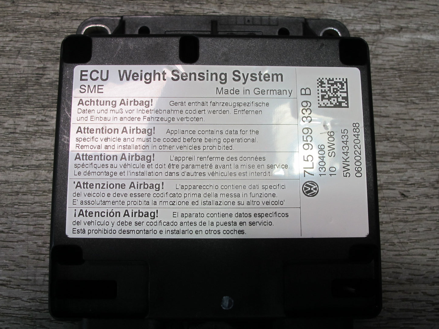 2003-2010 Porsche Cayenne 955 Weight Sensor Control Module 7L5959339B
