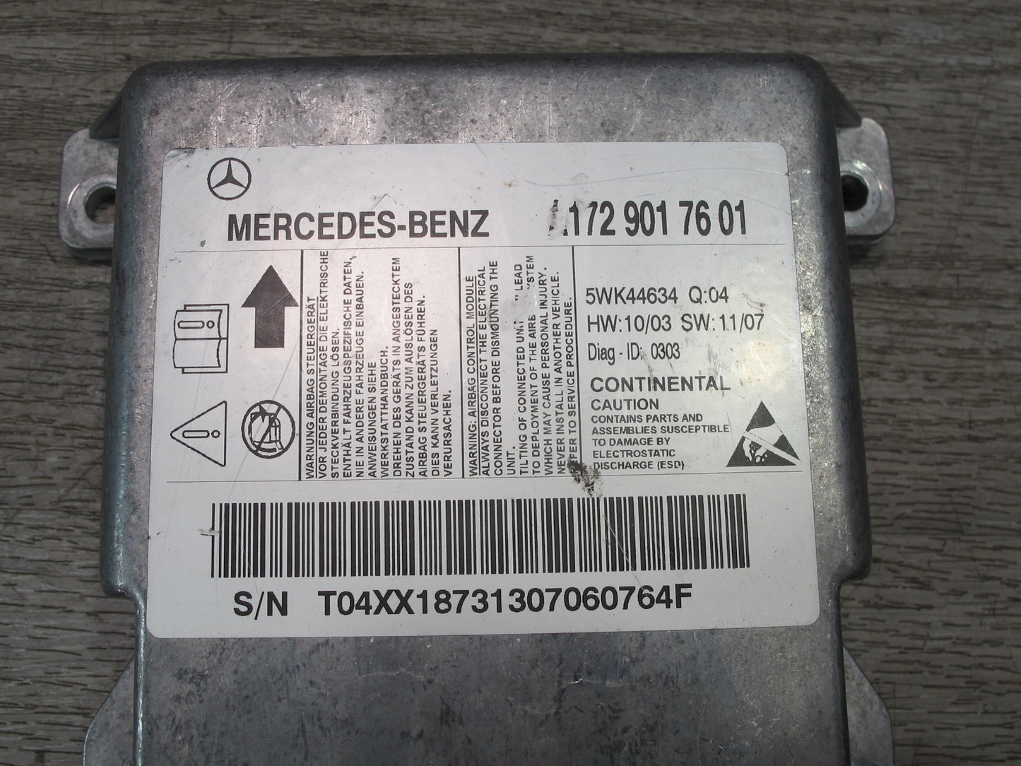 12-16 MERCEDES R172 SLK SRS AIRBAG CONTROL MODULE UNIT A1729017601 OEM