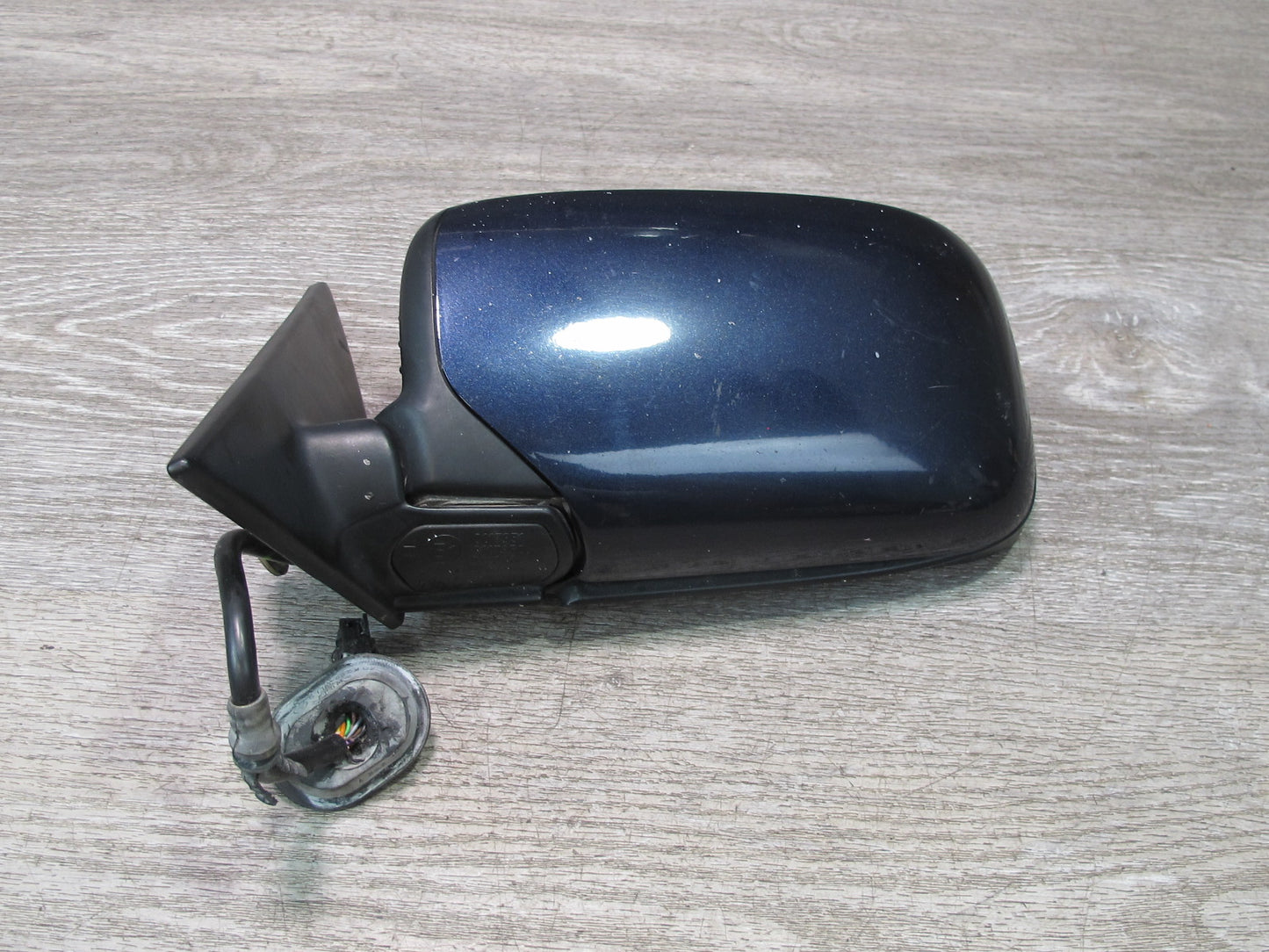 93-95 BMW E34 5-SERIES Left Driver Door Power Heated Side Mirror Blue OEM