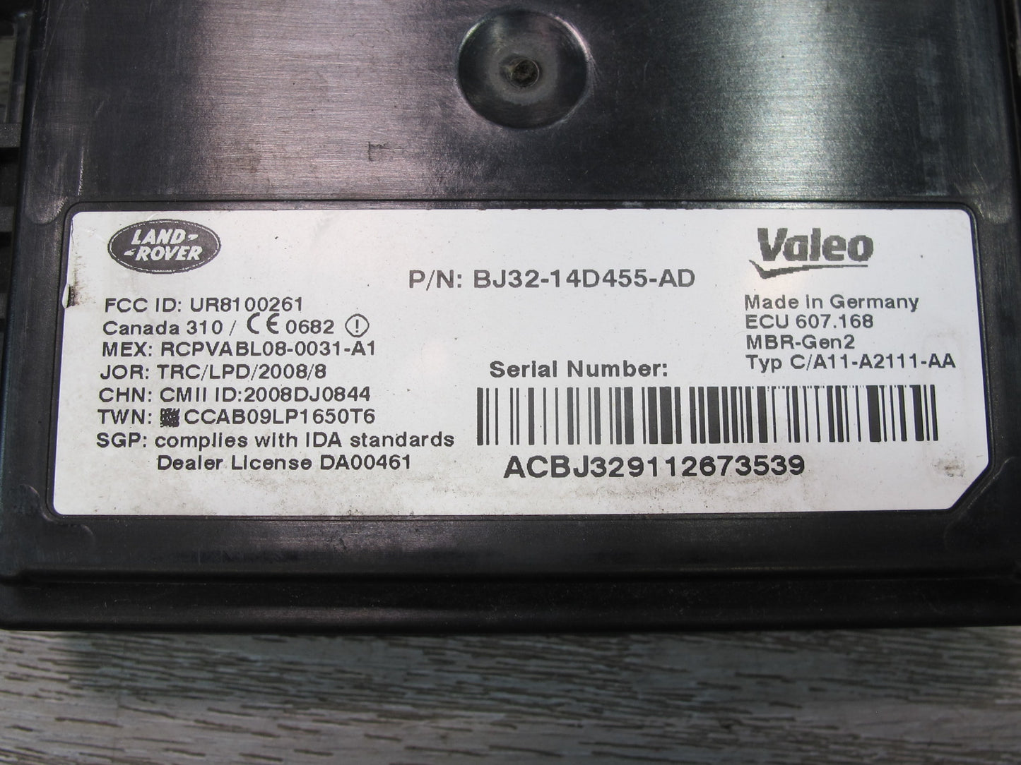2012 Range Rover Evoque L538 Rear Blind Spot Radar Sensor Module BJ32-14D455-AD