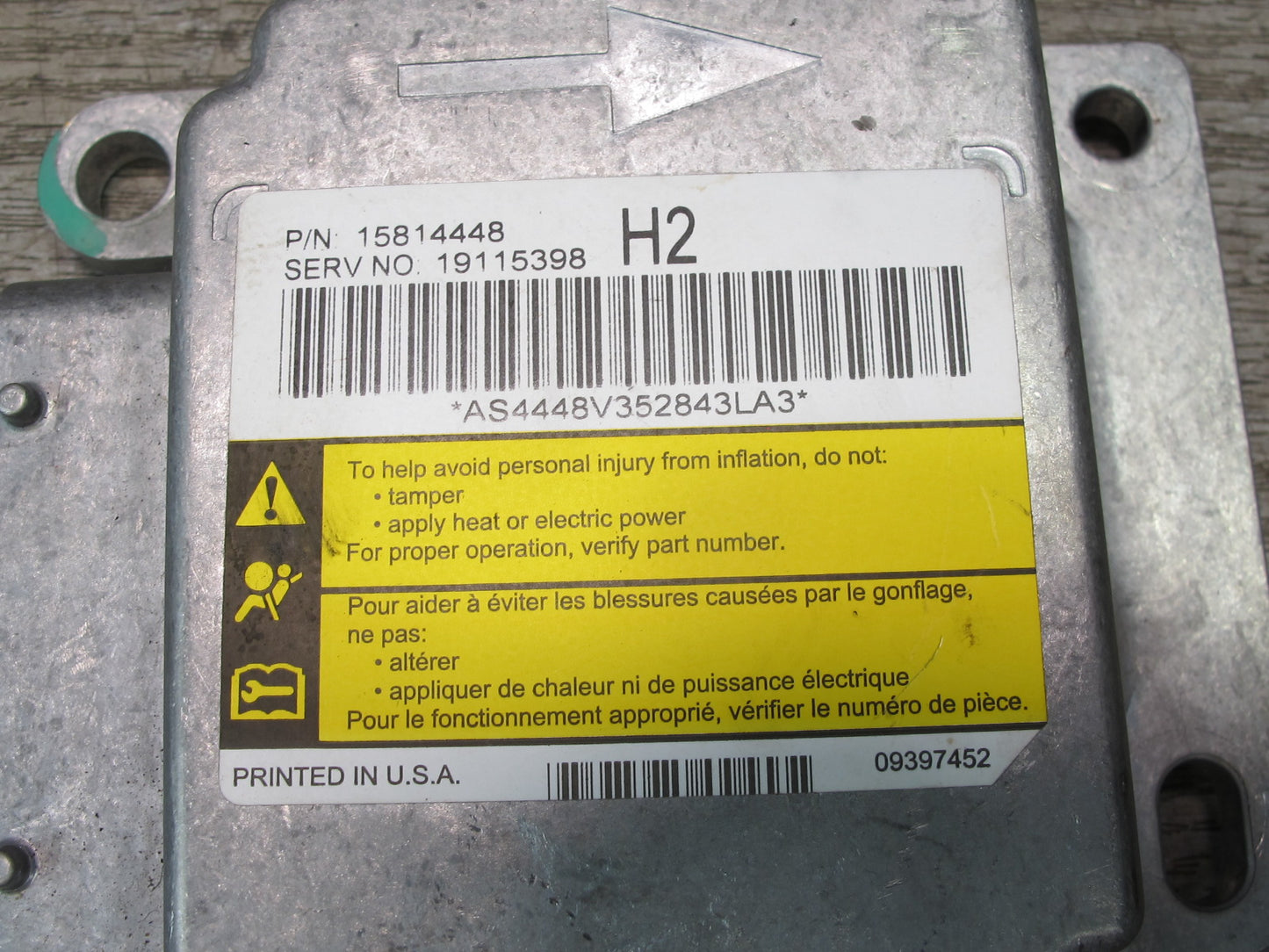 06-07 HUMMER H2 SRS AIRBAG CONTROL MODULE UNIT 15814448 OEM