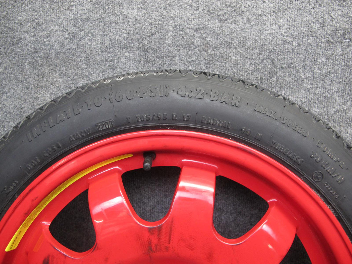 97-04 Porsche Boxster 986 Emergency Spare Tire Wheel 17x3.5 ET19 Conti 105/95