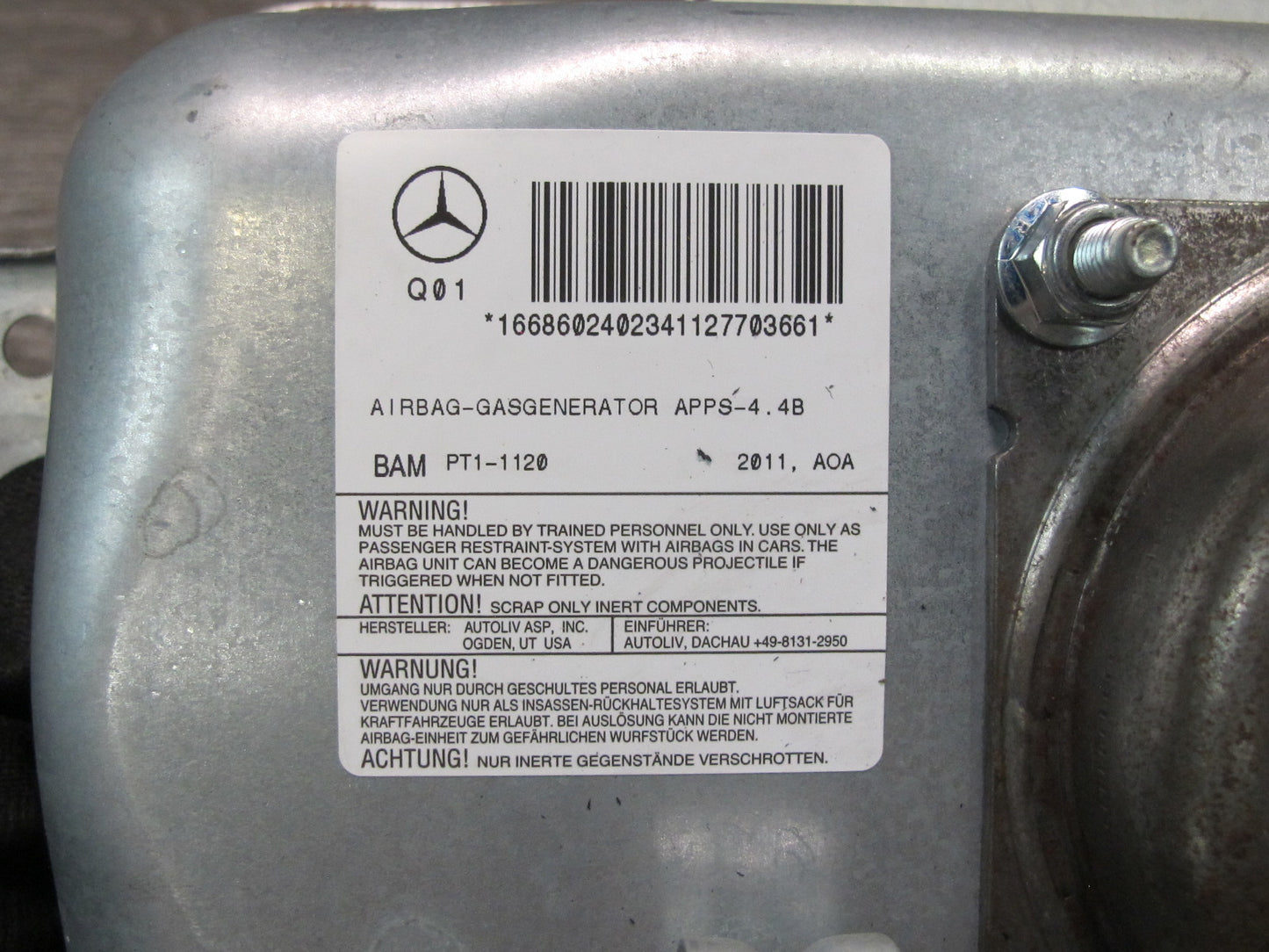 12-19 MERCEDES W166 ML GLE FRONT RIGHT PASSENGER SIDE DASH SRS AIRBAG 1668602402 OEM