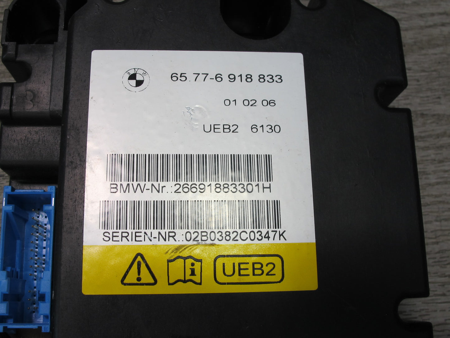 01-06 BMW E46 CONVERTIBLE ROLL OVER DETECTION CONTROL UNIT 6918833 OEM
